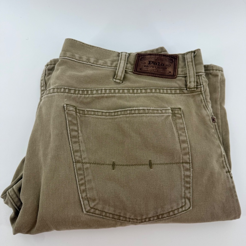Polo Ralph Lauren Mens Authentic Dungarees Tan Khaki Cotton Twill Pants 38x30